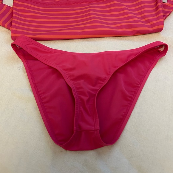 🆕 OP Ocean Pacific Women's 2 Piece Rash Guard & Bottom Swimsuit Striped SZ MED - Picture 3 of 8